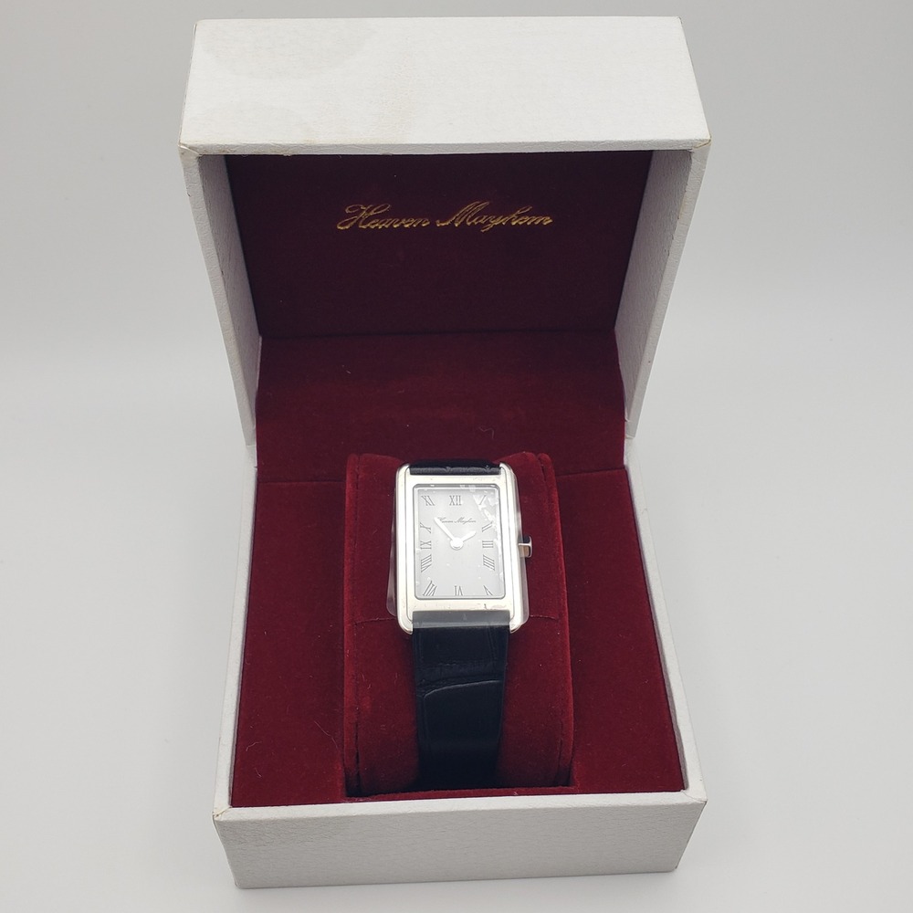 Heaven Mayhem Icon Watch Women Silver Black Leather Roman Numeral HMNK-05007